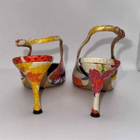 Dolce & Gabbana Snakeskin Multi Colored Slingback Heels - size 37 - Picture 5 of 11